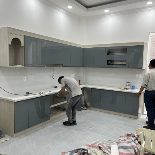 Tủ Bếp Hợp Kim Nhôm Cánh Kính Cao Cấp